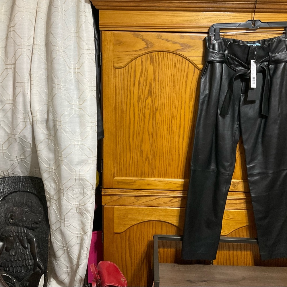 NEW ANTONIO MELANI BLACK GENUINE LEATHER PANTS